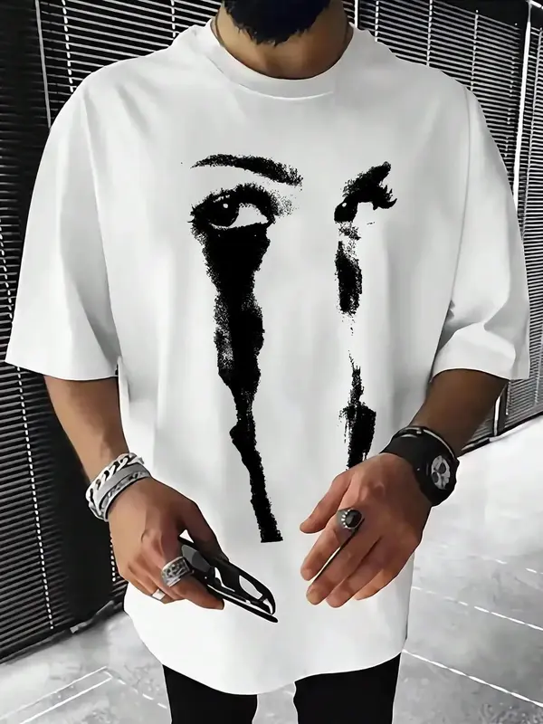 Men's Graphic Tee, Regular Fit Casual Short Sleeve Round Neck T-shirt for Summer, Fashion Men's Top for Daily Wear