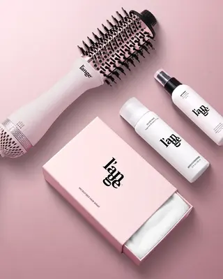 NEW! L’ange Blow All Out Value Set - Le Volume 2-in-1 Titanium Brush Dryer, Hair Wrap Towel Gentle Microfiber, Glass Hair T...