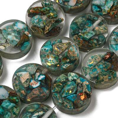 Dyed Natural Imperial Jasper with Resin Beads Strands