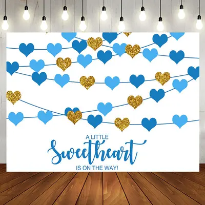 Sweetheart Blue Hearts Boys Baby Shower Backdrop - Aperturee