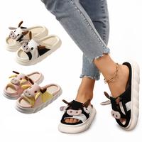 Womens plush cow slippers, cute cotton animal home shoes, fluffy plush slippers, suitable for girls indoor living room and be...