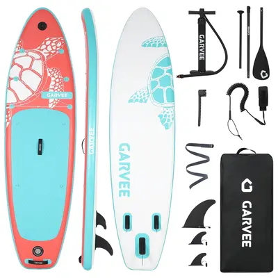 Garvee Inflatable Stand Up Paddle Board 11'5 x 33 Wide Stable, Non-Slip EVA Deck, Premium Double-Wall PVC, Built-in Camera ...