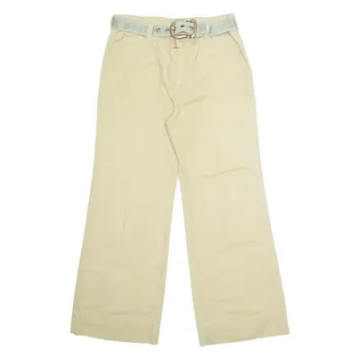 CHEEY Belted Chino Mens Trousers Beige Regular Wide-Leg W28 L27