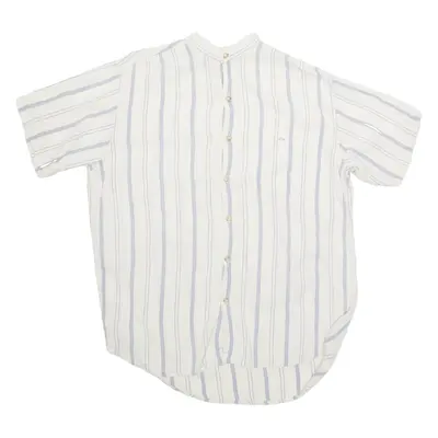 COUNTRY SPORT PRODUCTS Womens Printed Shirt Cream Button Neck Pinstripe M