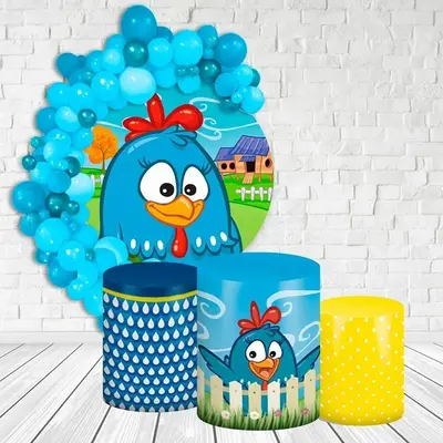 Aperturee Blue Cute Bird Round Kids Birthday Party Backdrop Kit | Round Backdrop Stand Covers | Circle Background For Party |...
