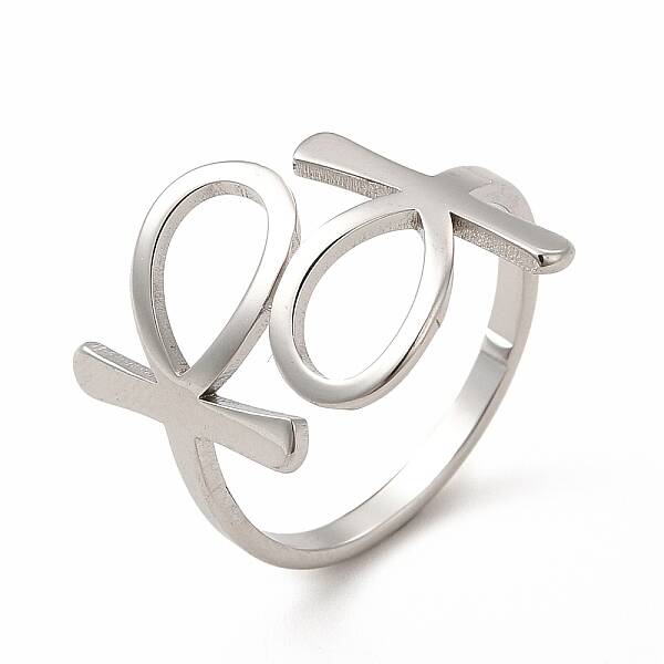 Non-Tarnish 304 Stainless Steel Feminie Sign Open Cuff Ring for Women
