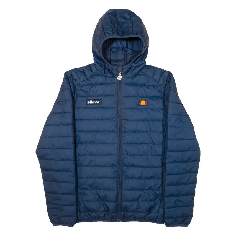 ELLESSE Insulated Mens Puffer Jacket Blue Hooded M