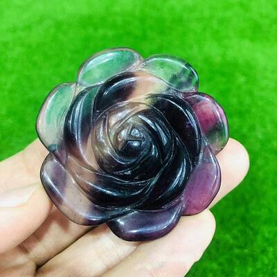 Natural Fluorite Carved Rose Figurines