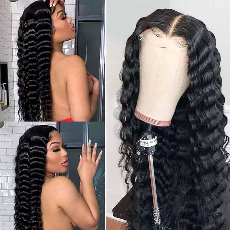 Glueless Loose Deep Wave 4x4 Closure Wig Human Hair 180% 250% Density