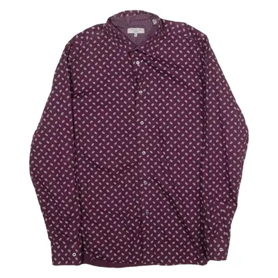 TED BAKER Mens Shirt Maroon Long Sleeve M