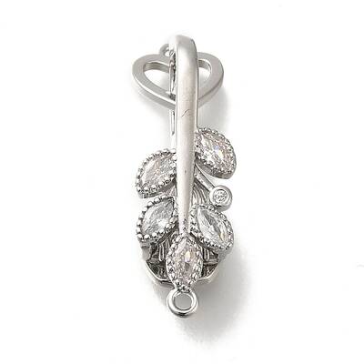 Brass Micro Pave Clear Cubic Zirconia Fold Over Clasps