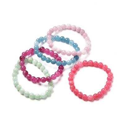 Natural Chalcedony Stretch Bracelet for Women Men Gift