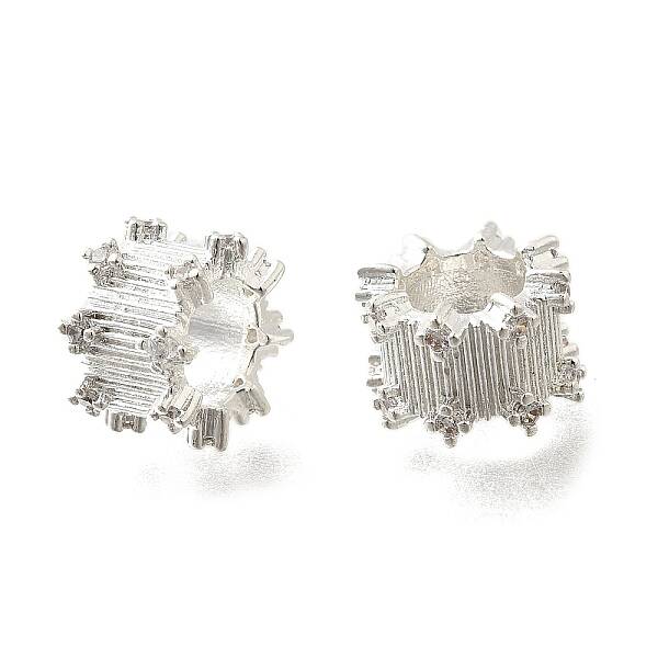 Brass Micro Pave Clear Cubic Zirconia Beads
