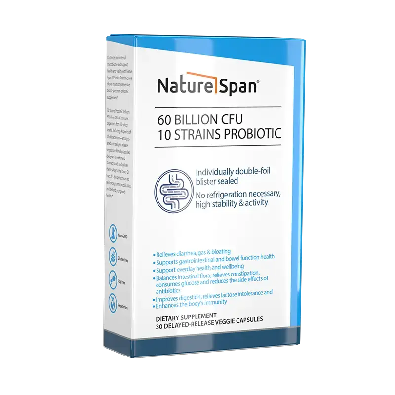 Naturespan Probiotics 60 billion CFU, 10 strains, supports digestion and immunity, non-GMO, targets gut health and regulates ...