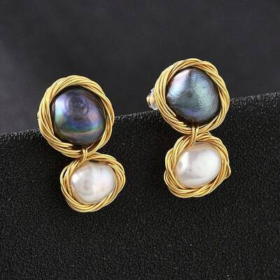 Brass Wired Stud Earrings