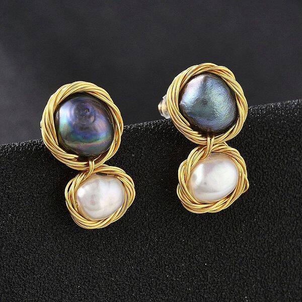 Brass Wired Stud Earrings