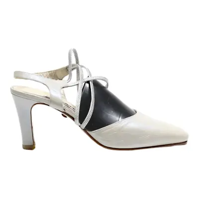 PAOS Strappy Heels Silver Leather Womens UK 6
