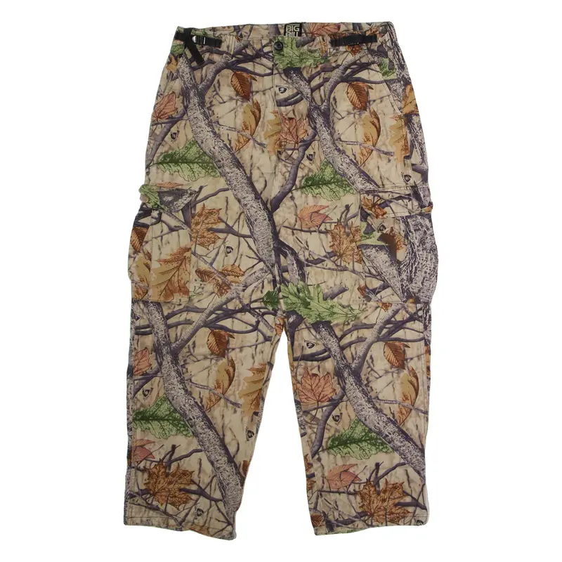 BIG BILL Woodtrail Camouflage Cargo Mens Twill Trousers Beige Straight W36 L30
