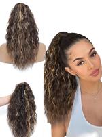 20 Inch Long Ponytail Extension, Natural Fluffy Synthetic Hair Wigs, Synthetic Extensions Hairpiece for Women