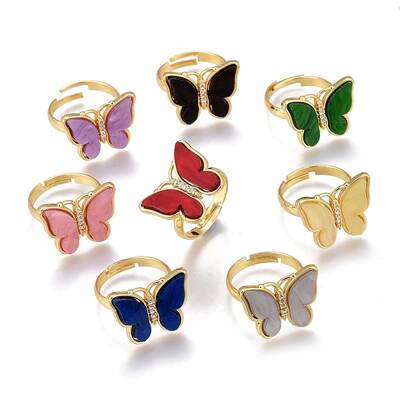 Adjustable Brass Micro Pave Clear Cubic Zirconia Finger Rings