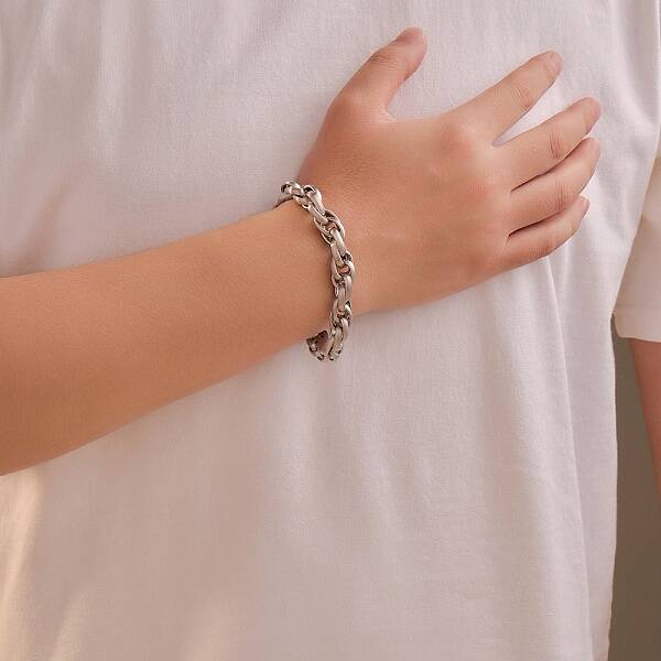 Hip-pop Style 304 Stainless Steel Rope Chains Bracelets for Men Women