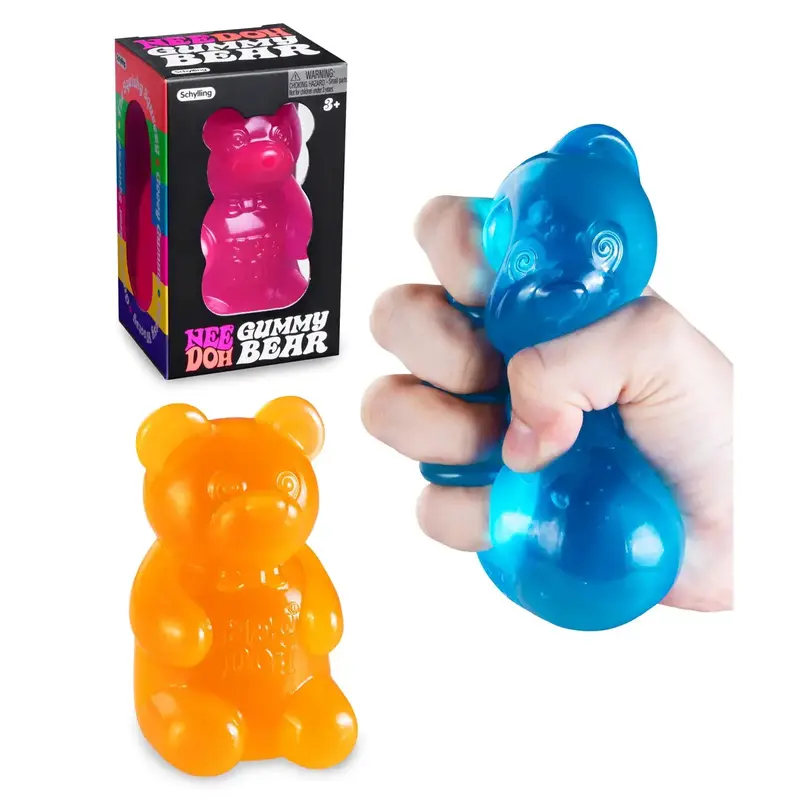 Nee Doh Gummy Bear Squishy, Fruity-Named Colors (Berry Blast/Groovy Grape/Alright Orange/Way Out Watermelon)