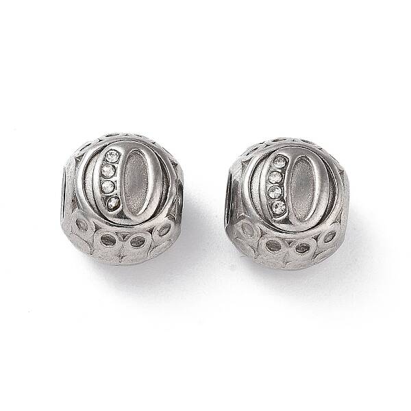 304 Stainless Steel Rhinestone European Beads