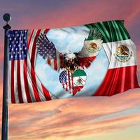 USA Mexico Friendship Flag Eagle Mexican American Flag House Flag Garden Flag