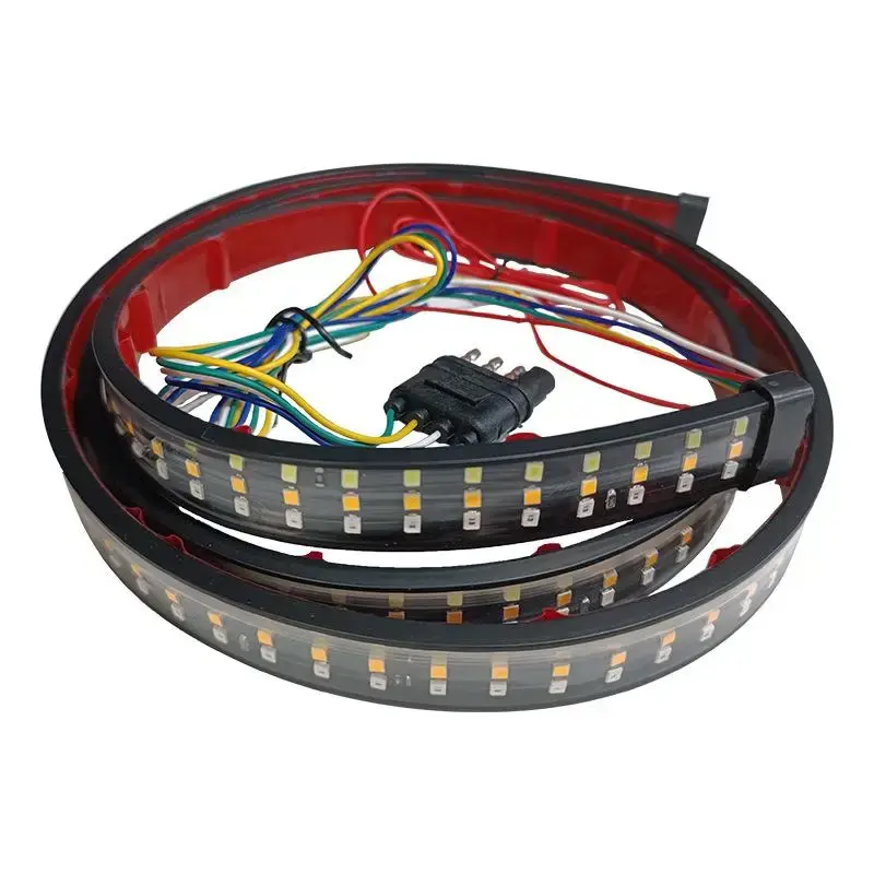 1.2m LED Car Tail Light Bar, Modified Streamer Pickup Rear Brake Tail Light Bar, Three-row Three-color High-brightness LED Pi...