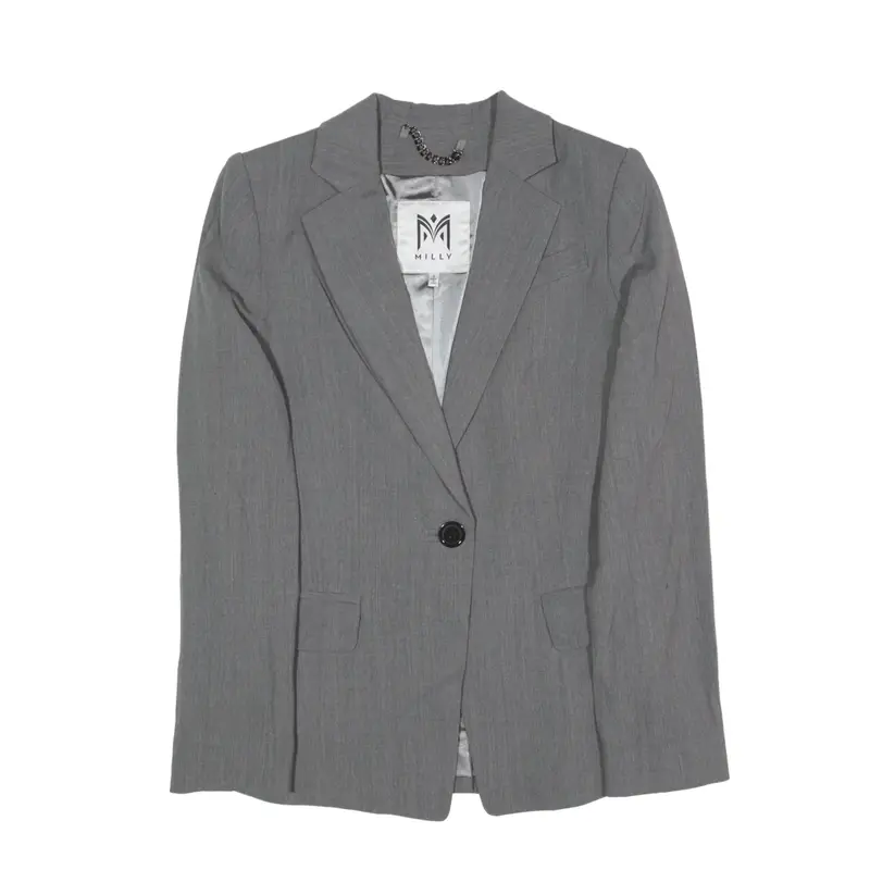 MILLY Blazer Jacket Grey Wool Womens S