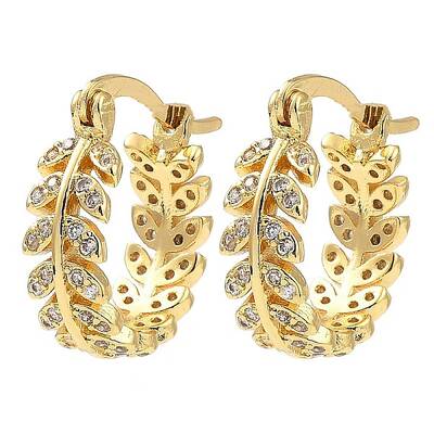 Rack Plating Brass Micro Pave Clear Cubic Zirconia Hoop Earrings