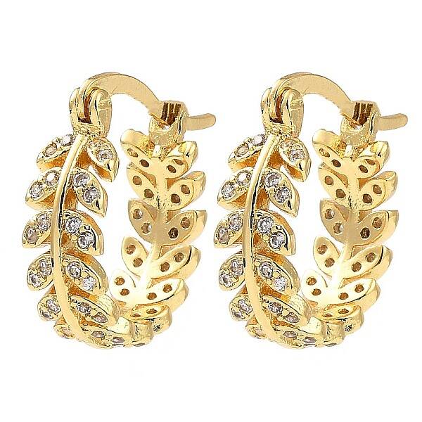 Rack Plating Brass Micro Pave Clear Cubic Zirconia Hoop Earrings
