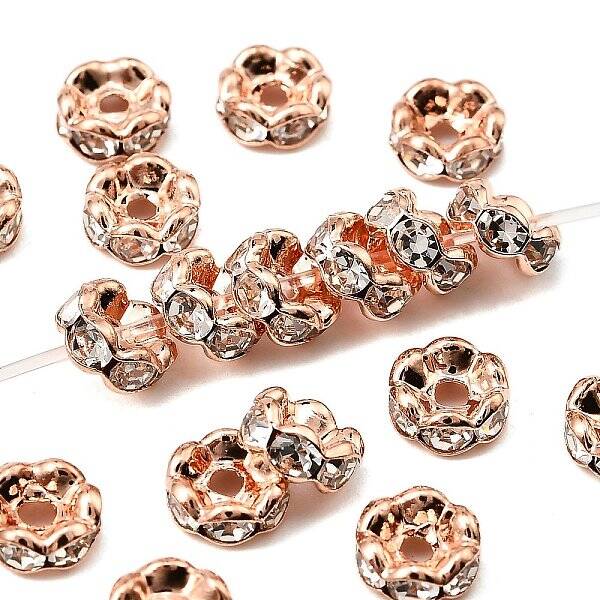 Brass Rhinestone Spacer Beads