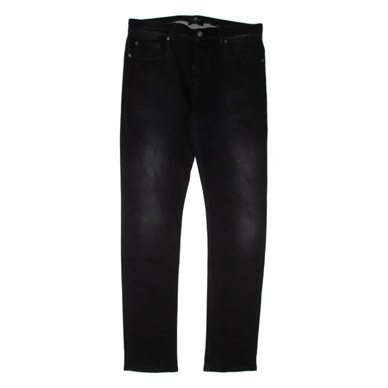 7 FOR ALL MANKIND Chad Mens Jeans Black Slim Tapered W34 L35