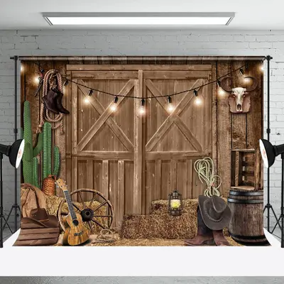 Aperturee Rustic Western Barn Cowboy Decor Wood Door Backdrop - Aperturee