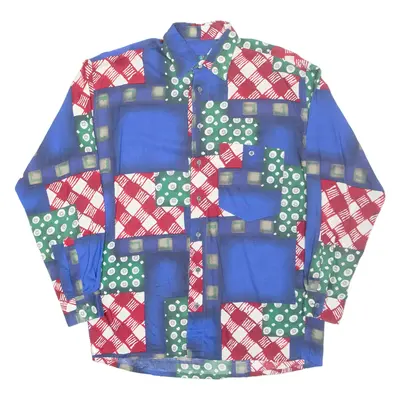 HATICO PERFORMANCE Mens Shirt Blue Viscose Crazy Pattern Long Sleeve S