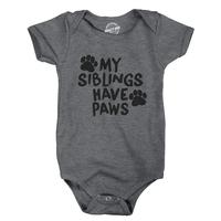 Creeper My Siblings Have Paws Funny Cool Cute Dog Cat New Baby Shirt For Newborn Funny Baby Onesies Funny Dog Onesie Novelty ...