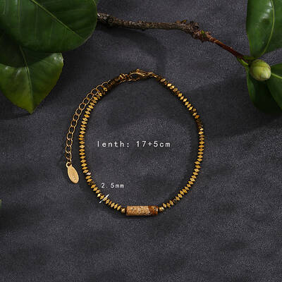 Natural Picture Jade Beads Stretch Bracelets for Women Men