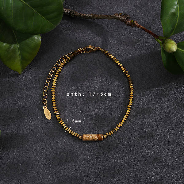 Natural Picture Jade Beads Stretch Bracelets for Women Men