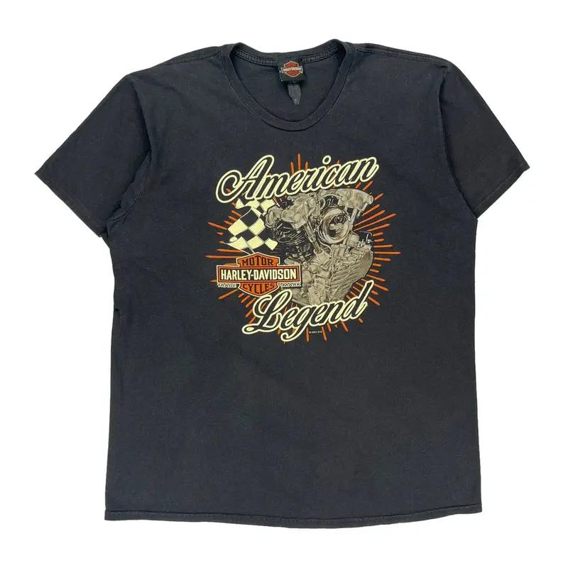 American Legend Harley Davidson Graphic T-Shirt - XL Black Cotton