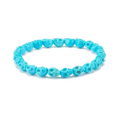 Synthetic Turquoise(Dyed) Skull Stretch Bracelet