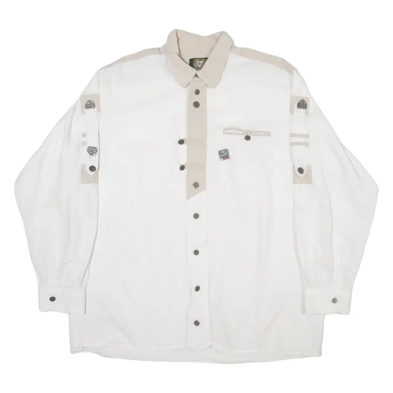GRACHIEN Mens Plain Shirt White Long Sleeve XL