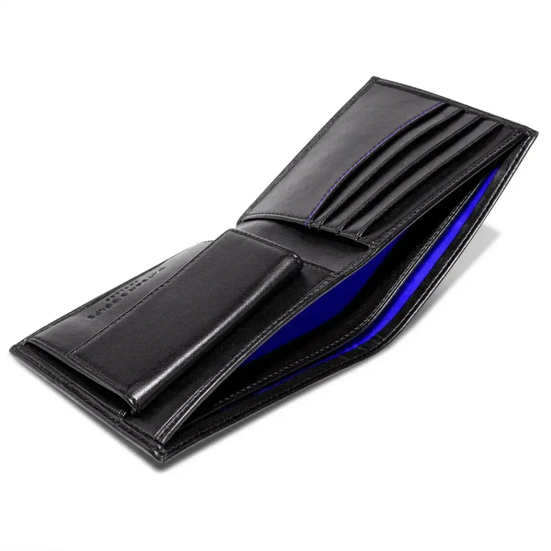 Coin Wallet in Black with Cobalt Blue