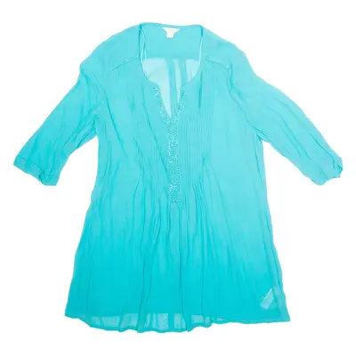 MONSOON Womens Blouse Blue V-Neck Long Sleeve Viscose UK 14