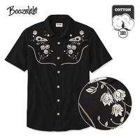 Boozelele Unisex Vintage Embroidery Flower And Raven Skull 100% Cotton Shirt Graphic Tees,Vacation & Summer Outfits