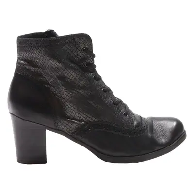 RIEKER Block Heels Black Leather Womens UK 5