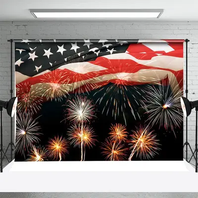 Lovely Spark Night Flag Independence Day Backdrop - Aperturee
