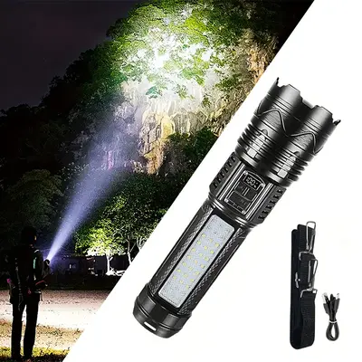 Rechargeable LED emergency convenient flashlight High Lumen:super bright tactical  with 8 modes, Fast charging Stargazing Pos...