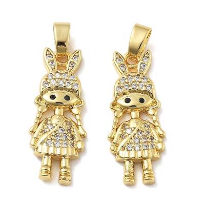 Girl Brass Micro Pave Cubic Zirconia Pendants