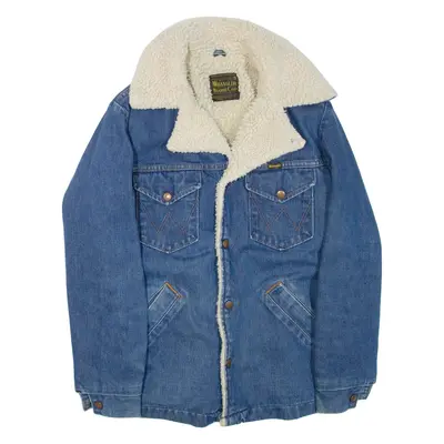 Vintage WRANGLER Mens Sherpa Lined Denim Jacket Blue 80s S